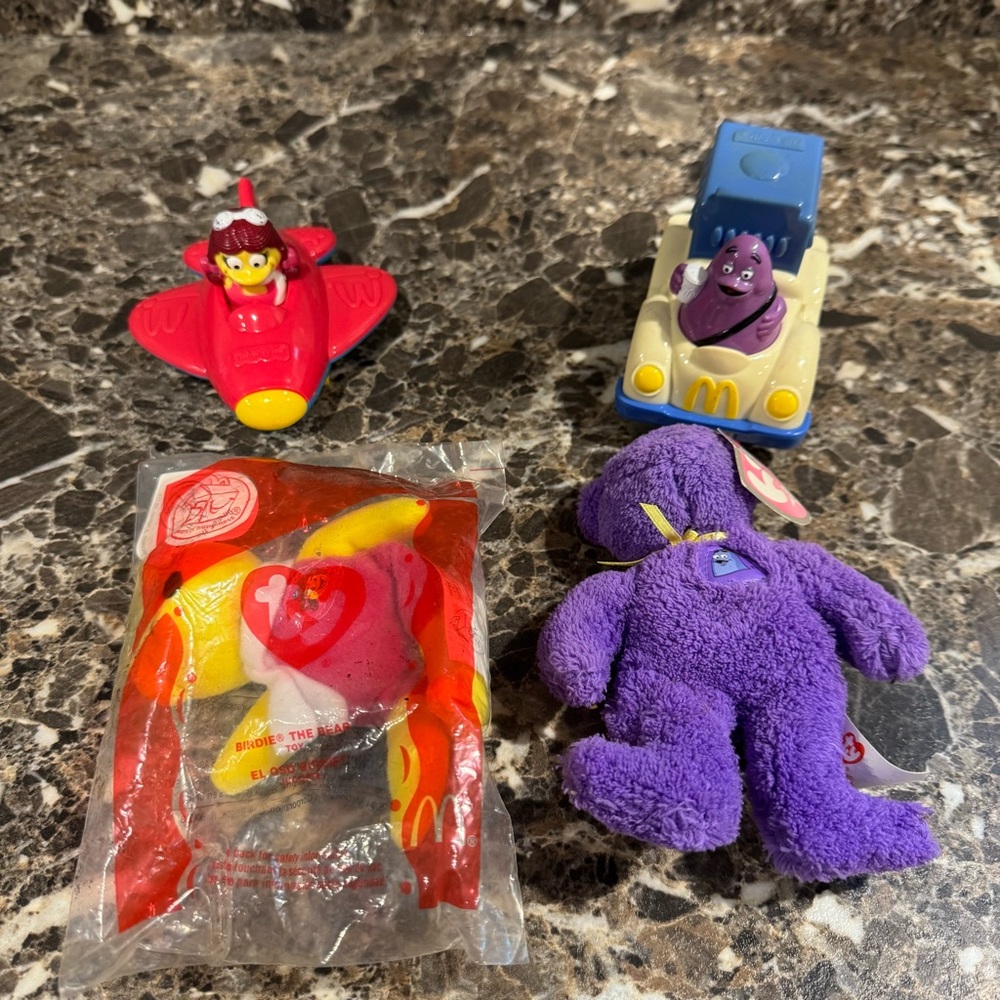 Vintage & Rare McDonald's Toy Grimace and Birdie - TY Beanie Baby & Fisher Price